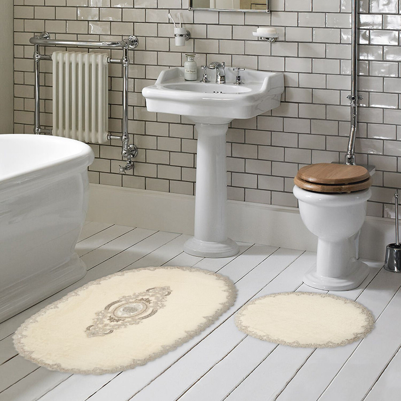 Set covorase de baie, L'essentiel Maison, Selonya Oval, Crem - imagine 5